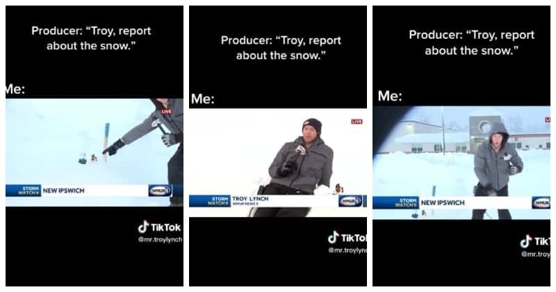Reporter Starts Playing With Snow During the Weather Report and the Internet Loves It | "Hardest I Have Ever Worked"