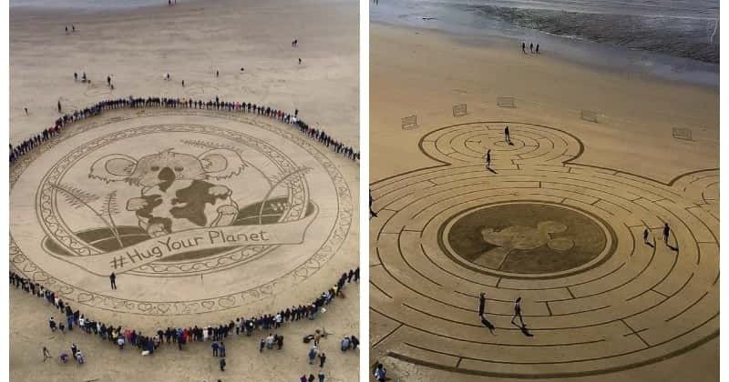 French Artist Creates Intricate Designs on Beach Then Waits for the Sea to Wipe The Slate Clean
